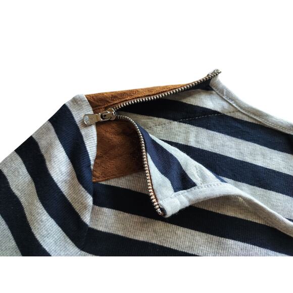 Ralph Lauren Women's Navy Blue Gray Striped Pullover Long Sleeve Top Size M - Picture 5 of 10